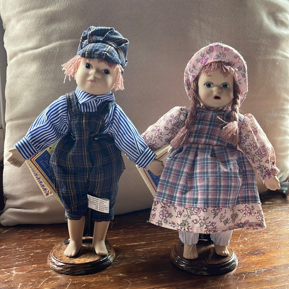 Americana Collection William and Mary Lou Porcelain and a Cloth Dolls by Goffa